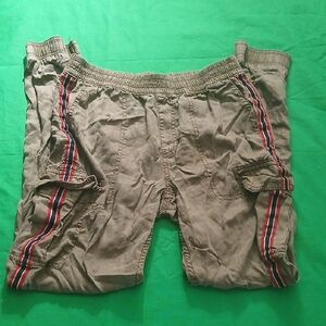 Pre-loved Olive Cargo Pants with Red and Black Stripes